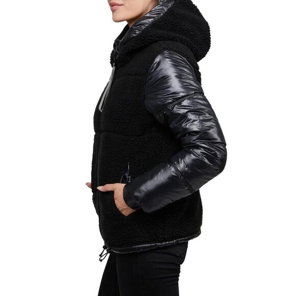 Kendall & Kylie reversible thick winter snow puffer Sherpa jacket coat bomber - Picture 3 of 14